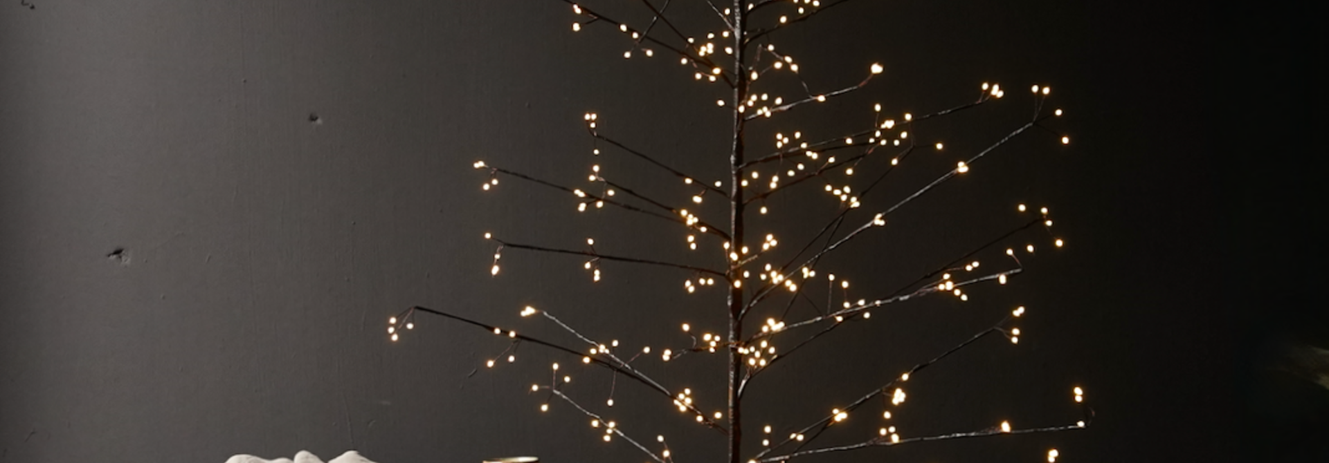 Black/Brown with copper wire and beads lighting Christmas tree