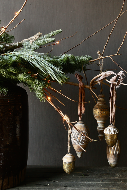 Houten Ornament / Klossen / ballen   Mud   / Gold