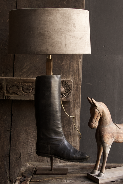 Old riding boot lamp foot