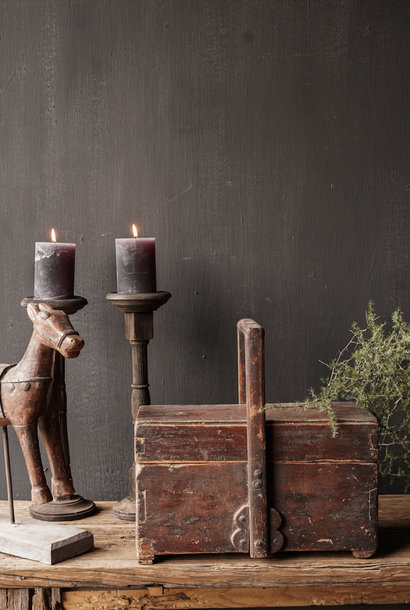 Old wooden basket (food cover) red