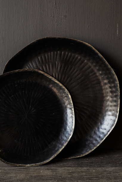 Metal plate/bowl Black/copper tin