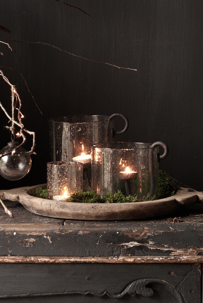 Stoer dik Glazen bubble  / Stone windlicht Helder