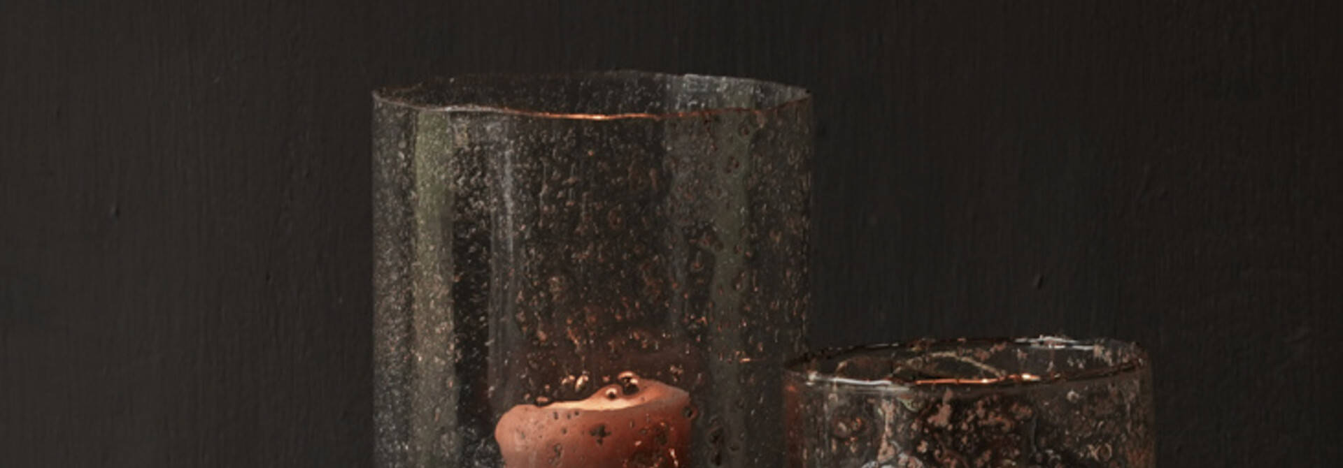 Robustes, dickes Glas, Blasenform / Steinlaterne, klar