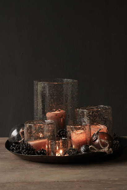 Stoer dik Glazen bubble  / Stone windlicht Helder