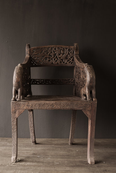 Antique Handmade Wood Carving Chair India