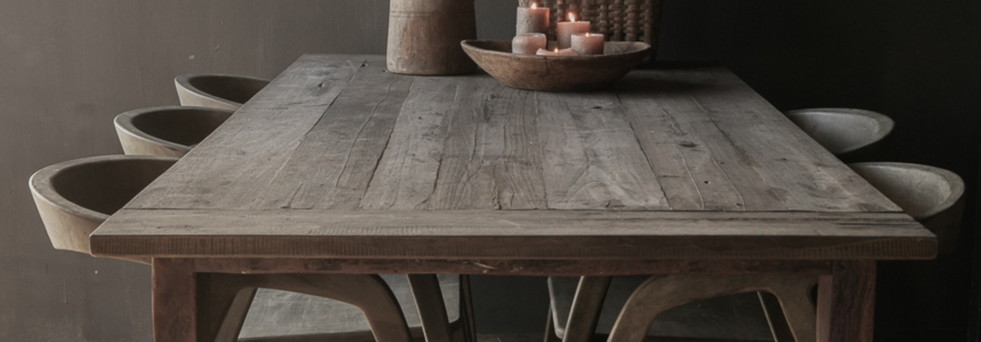 Dining room Table of old used barnwood wood