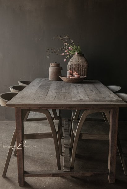 Dining room Table of old used barnwood wood