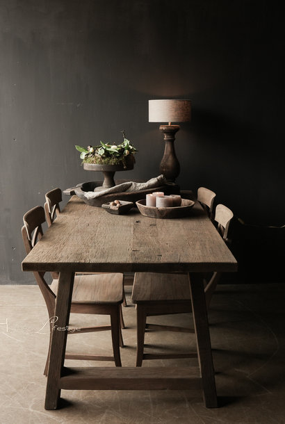 Prachtig Stoer robuust oud houten Eetkamer tafel  met A poot 180cm