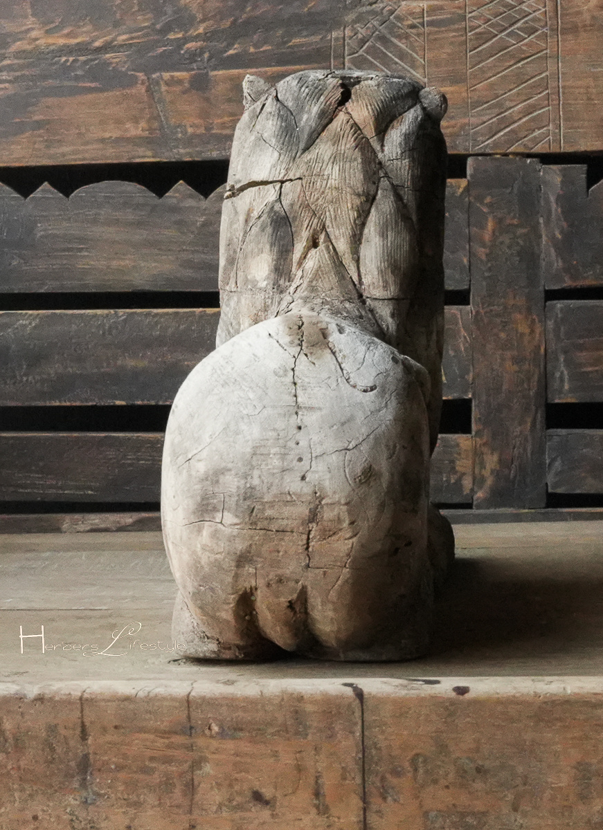 Einzigartiger antiker Holzlöwe-5