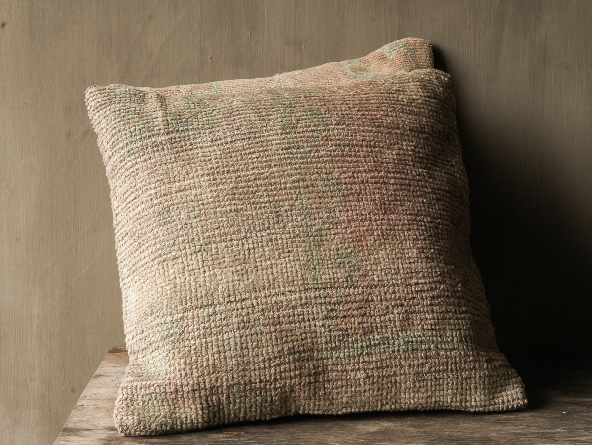 Beautiful pastel colored unique cushion made of old carpet-2