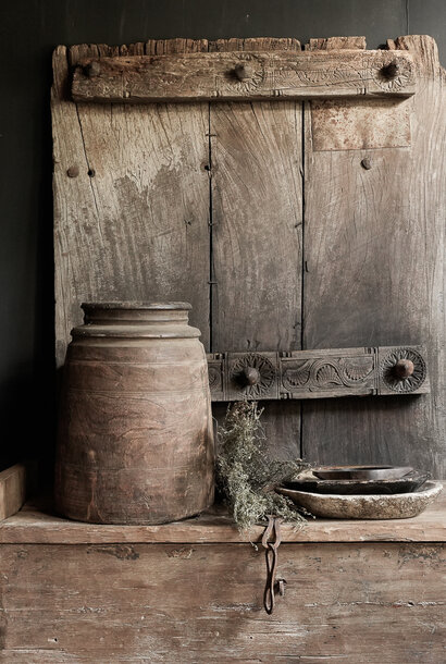 Old wooden Nepalese wabi sabi jug XL