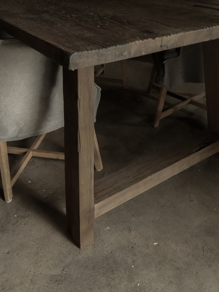280cm Prachtig Stoer robuust  oud donker houten Eetkamer tafel  met A poot-3