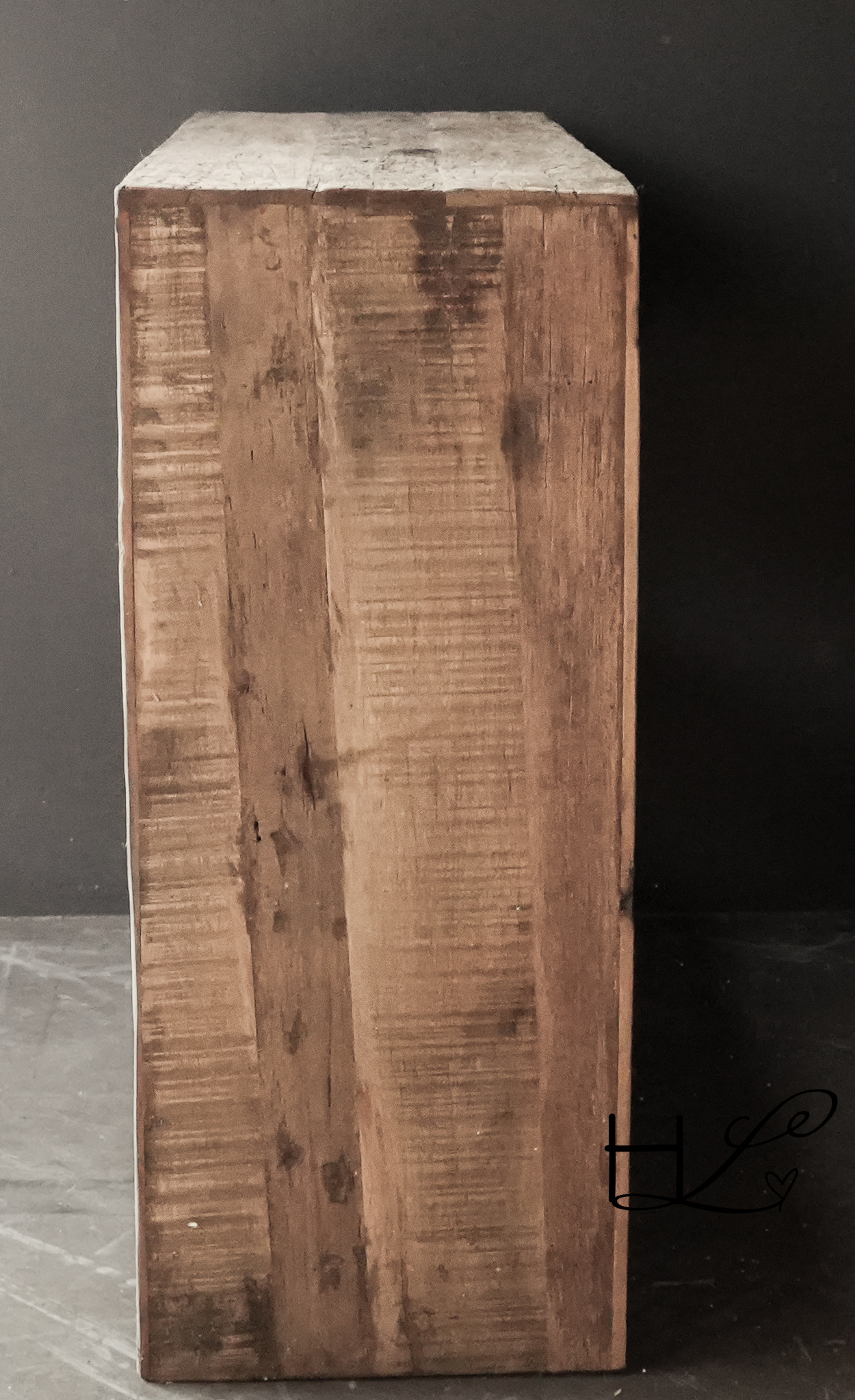 Stoer robuust  oude houten Muurtafel /Sidetable  met lades-4