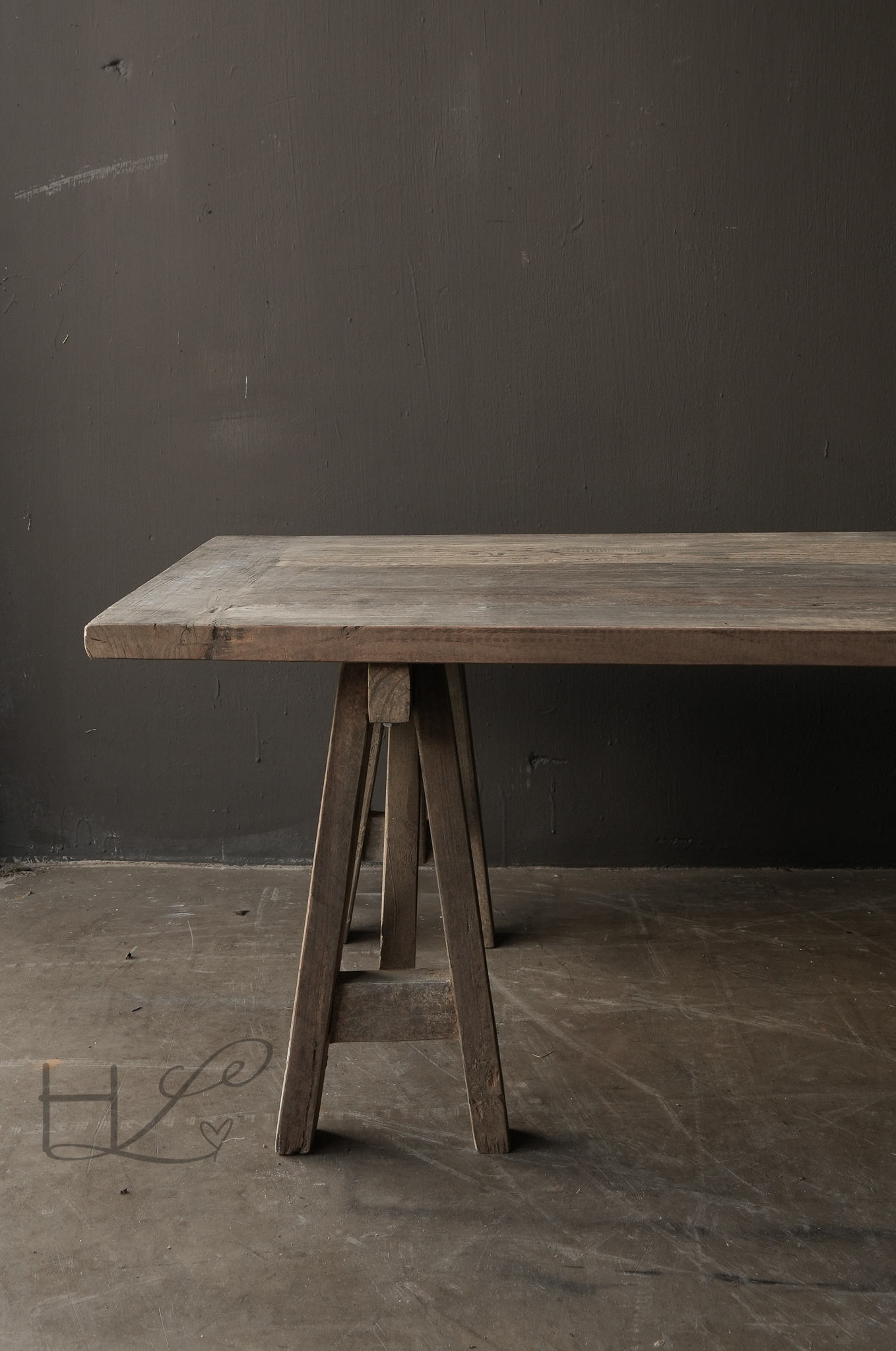 Lang smal oud houten salontafel-4