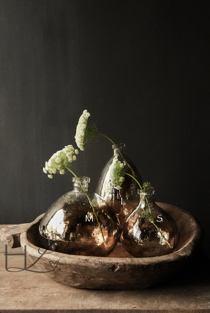 Glazen stone bubbels  koper  luster vaas