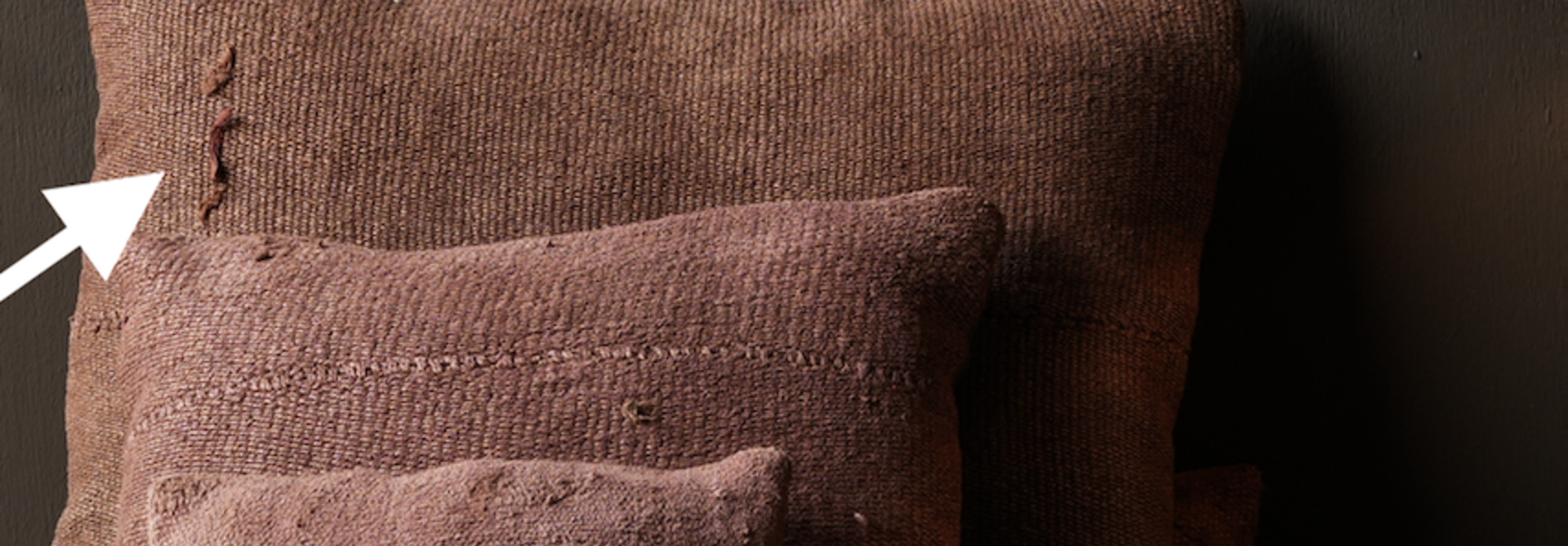 Beautiful tough Brown coarse Hemp wabi sabi cushion 40/60