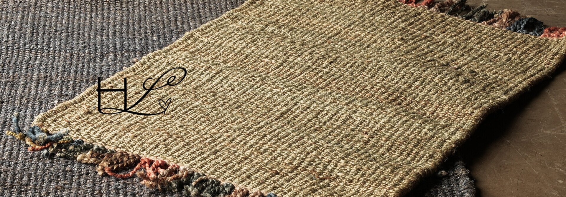 Jute Carpet in de kleur  blauw