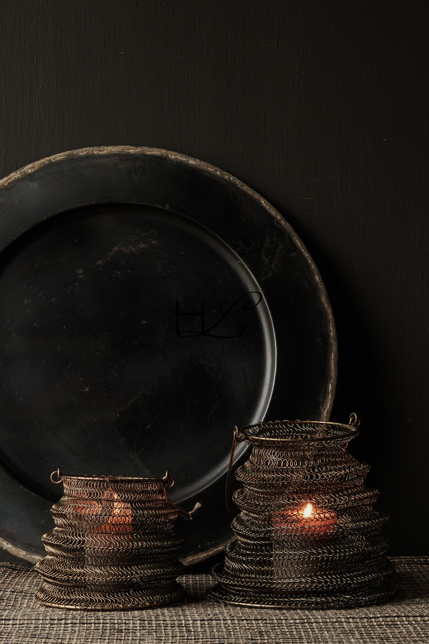 ijzeren lantaarn antiek koper gevlochten draad windlicht-2