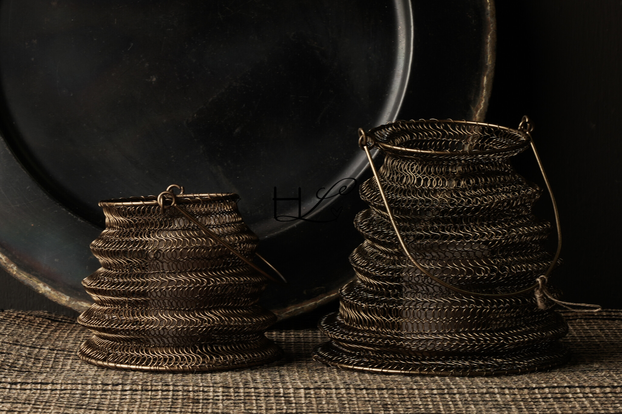 ijzeren lantaarn antiek koper gevlochten draad windlicht-3