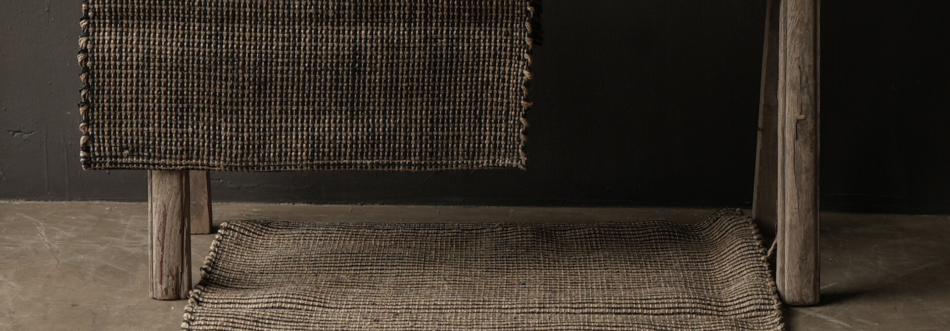 Jute carpet gestreept naturel zwart