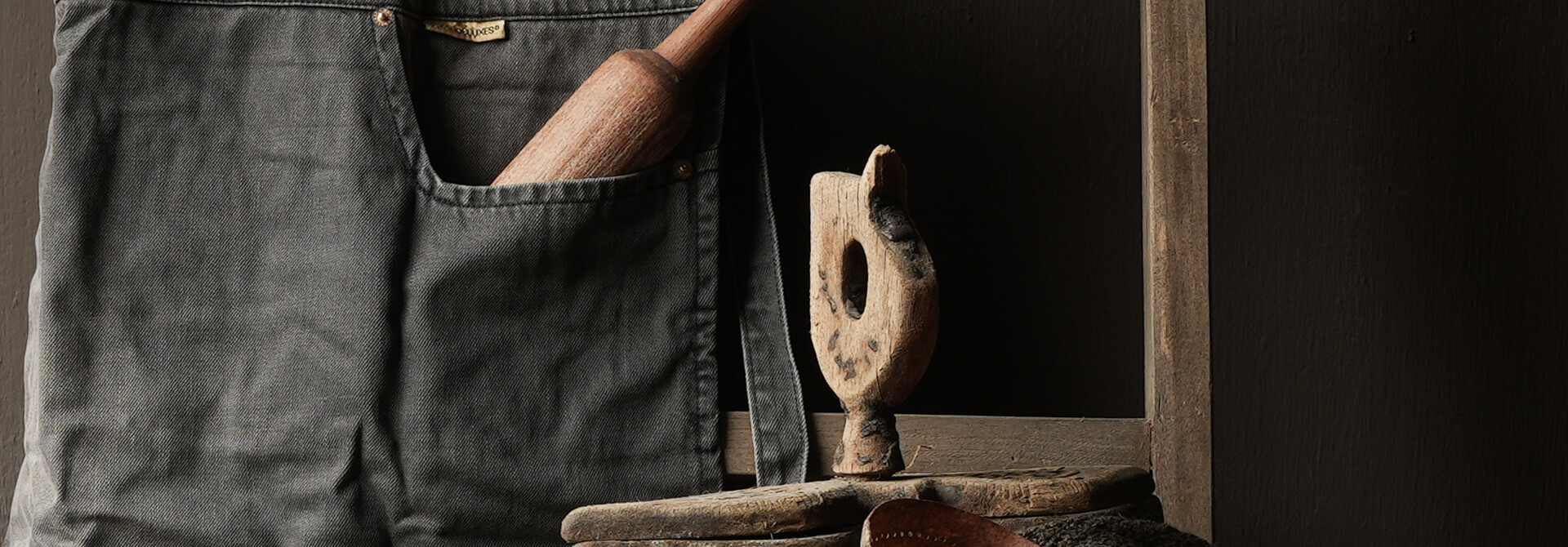 Dutch de Luxes Schort denim antraciet