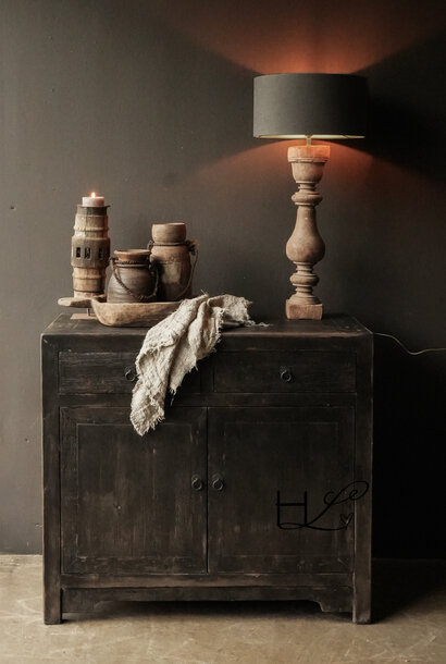 Rural dark wooden two-door cabinet / dresser / chest of drawers