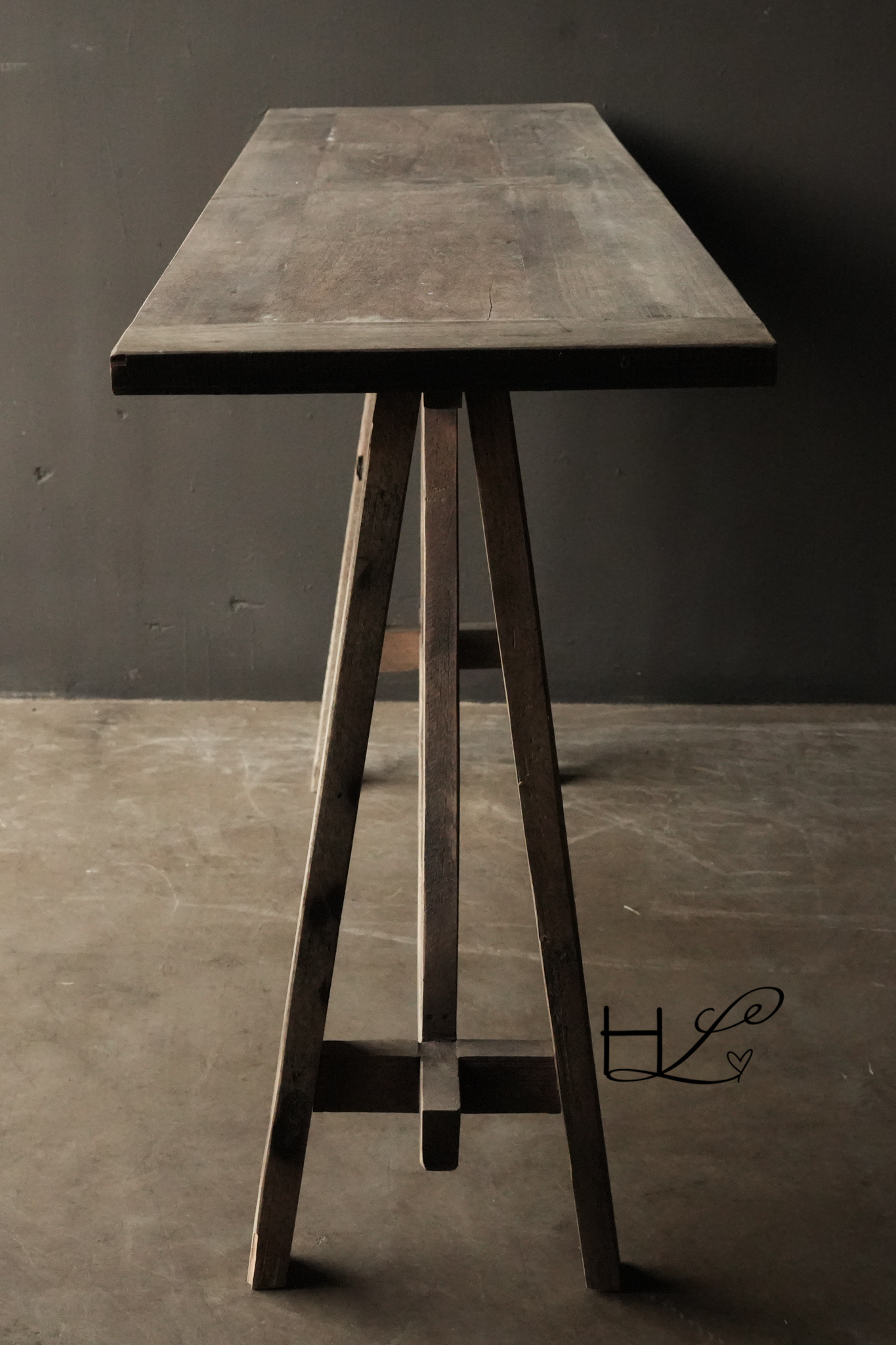 Alter Beistelltisch / Wandtisch aus Holz. Einzelstück-6