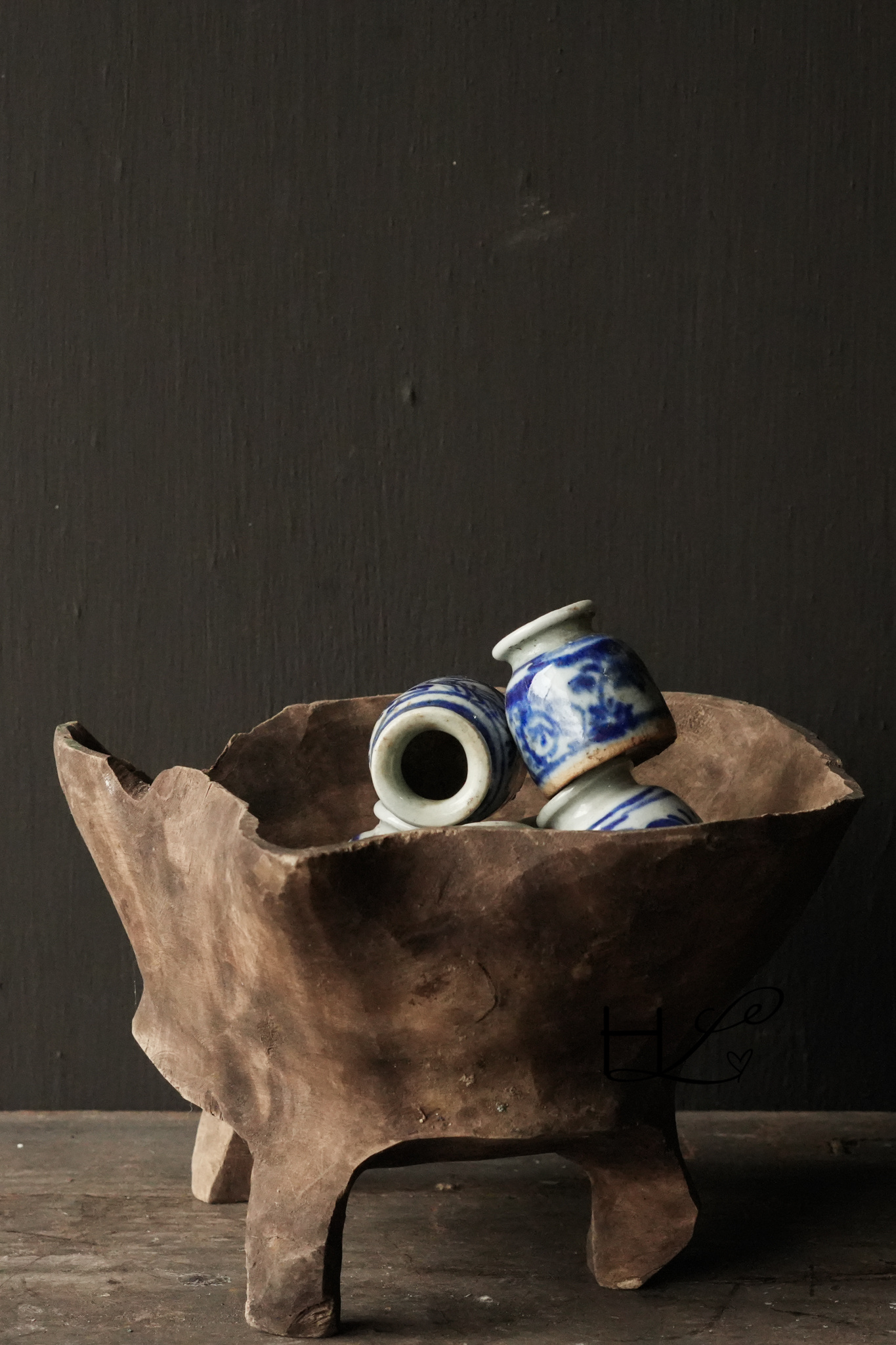 Stoer Uniek imperfect olijf houten kom, bakje-2