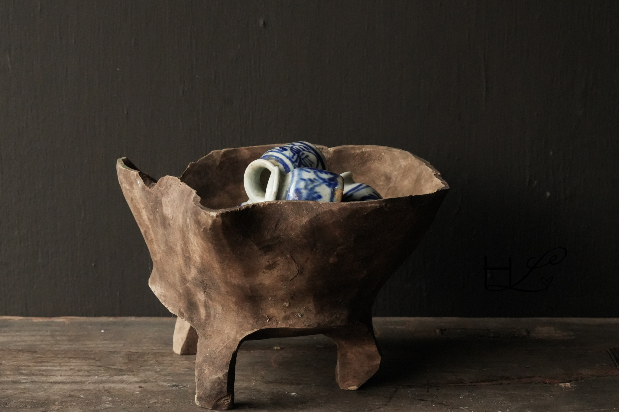 Stoer Uniek imperfect olijf houten kom, bakje-3