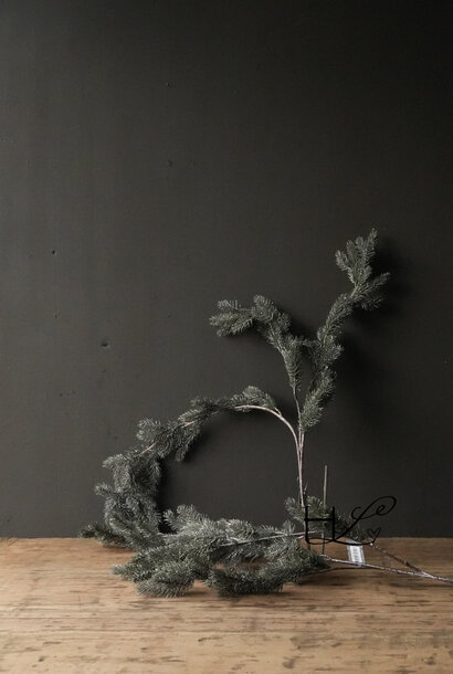 kunst kerst tak  donker groen met glitter