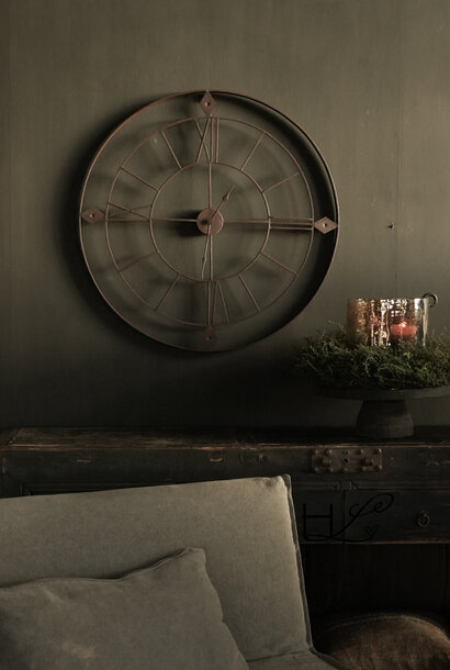 Tough Rural Rust Brown Clock With Roman Numerals