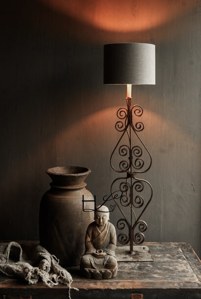 Iron table lamp made of old iron ornament