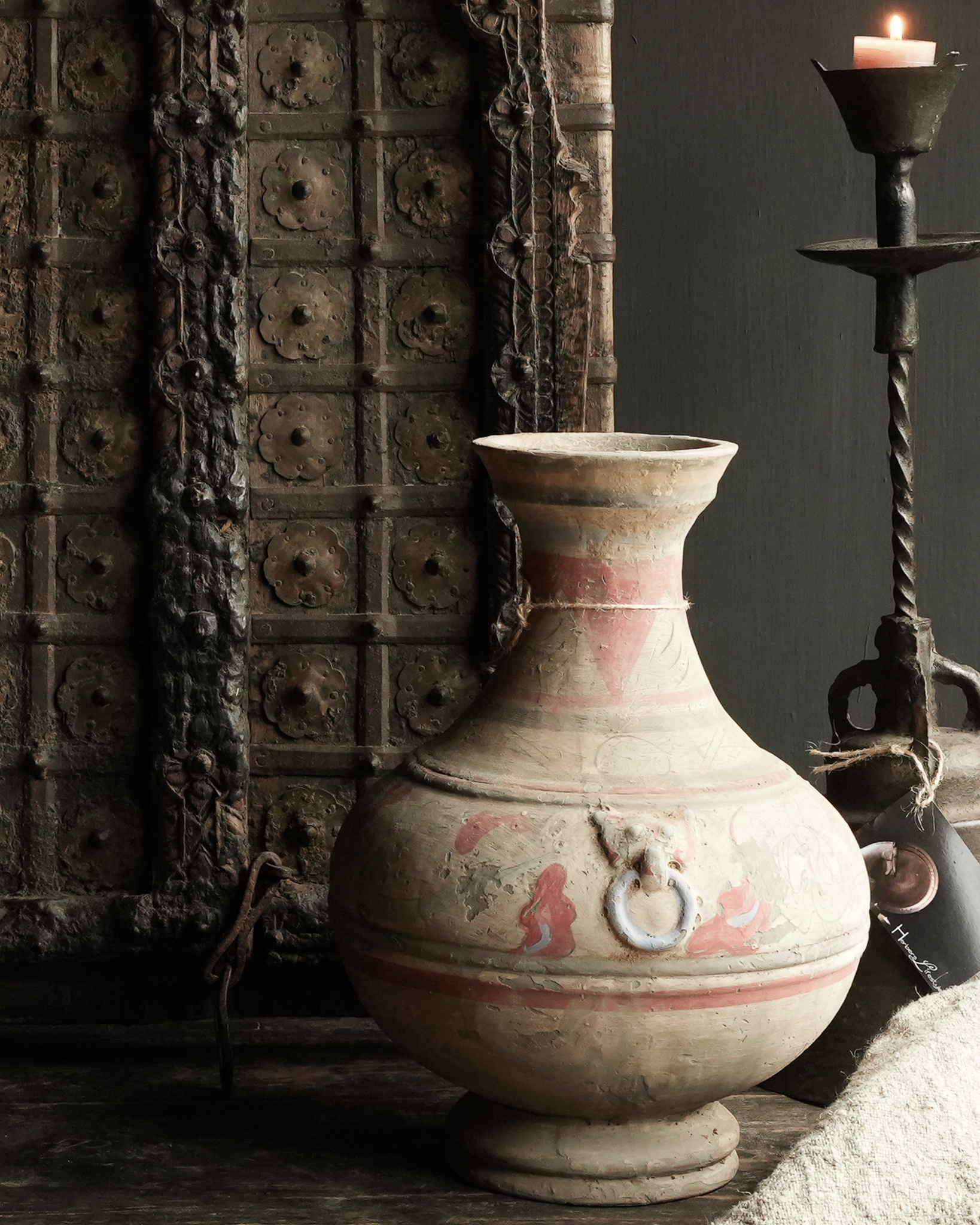 Keramiek vaas met sleetse beschildering-2