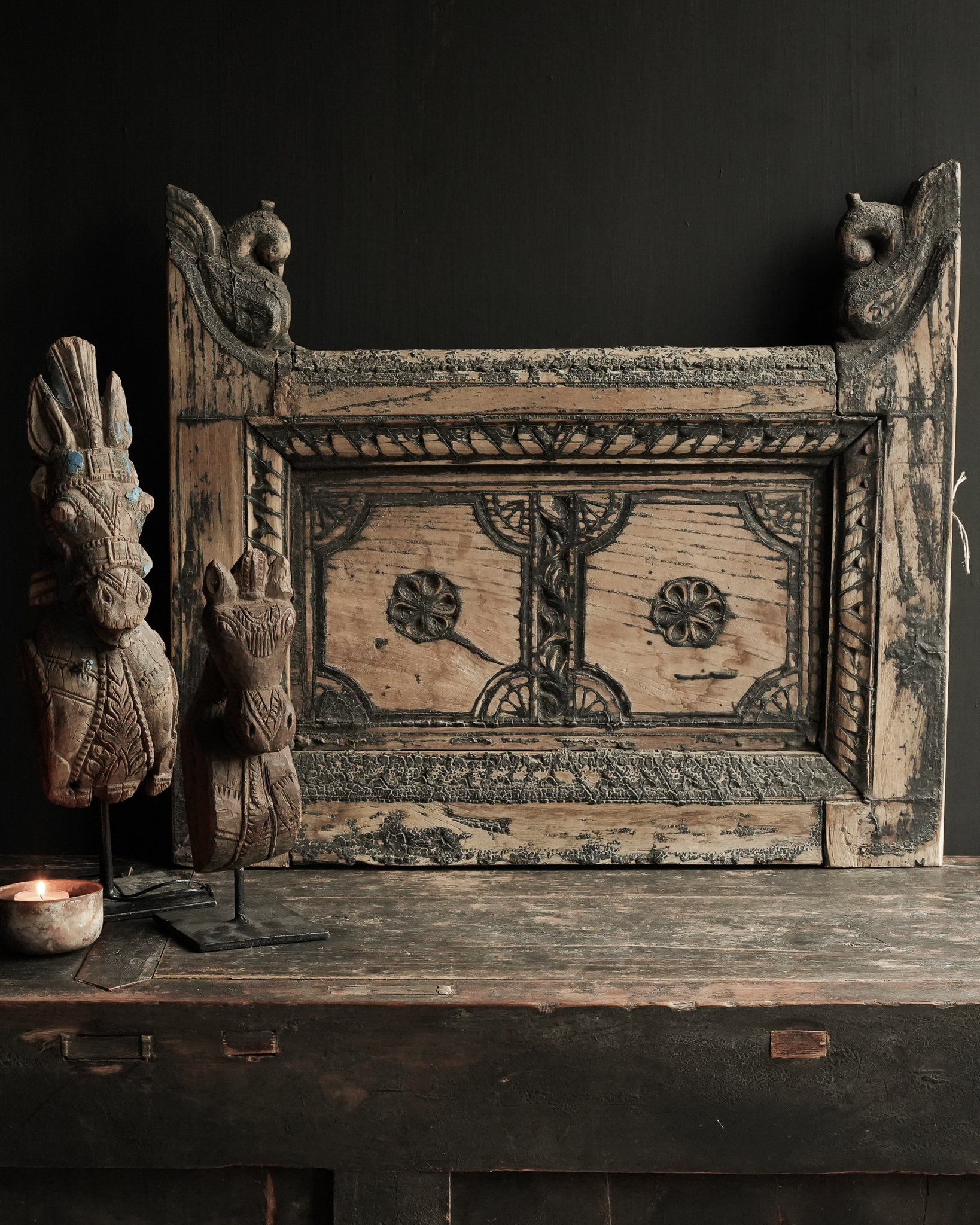 Uniek authentiek houten oud India houten luikje - Herbers Lifestyle