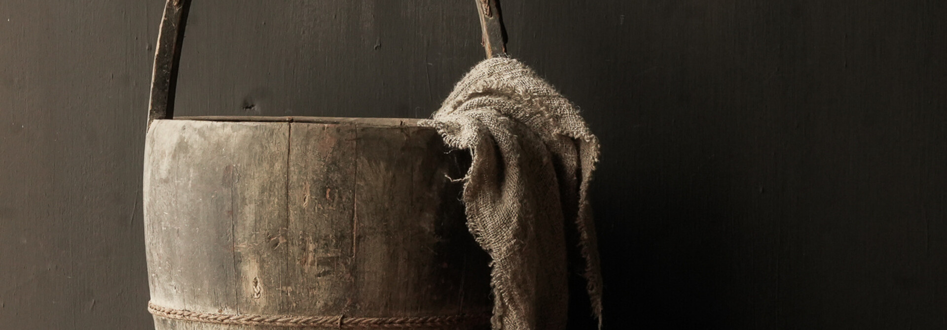 Authentic old wooden bucket