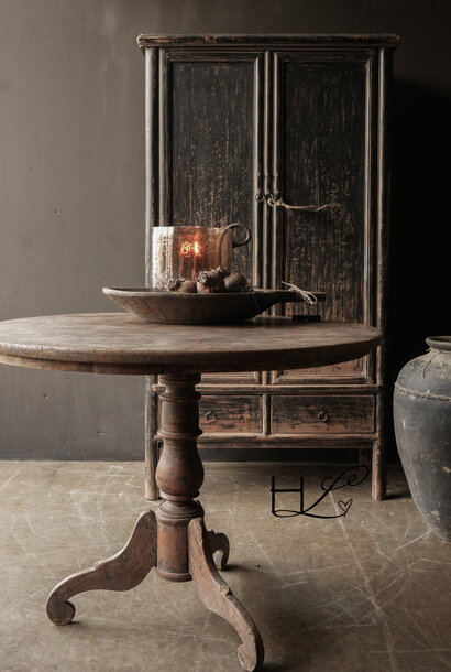 Prachtig Antiek  houten  Ronde tafel
