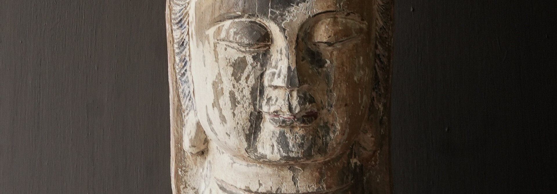 Unique wooden Buddha head