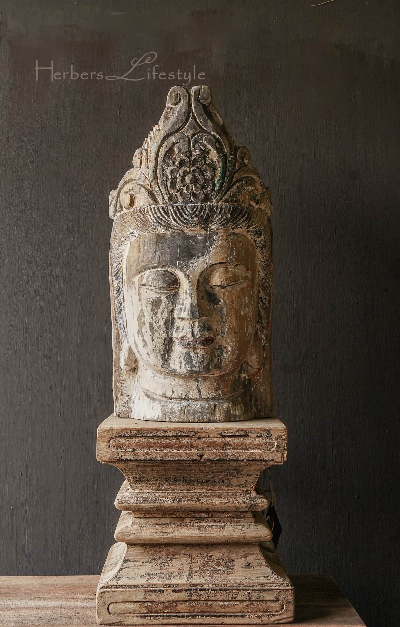 Einzigartiger Buddha-Kopf aus Holz-7
