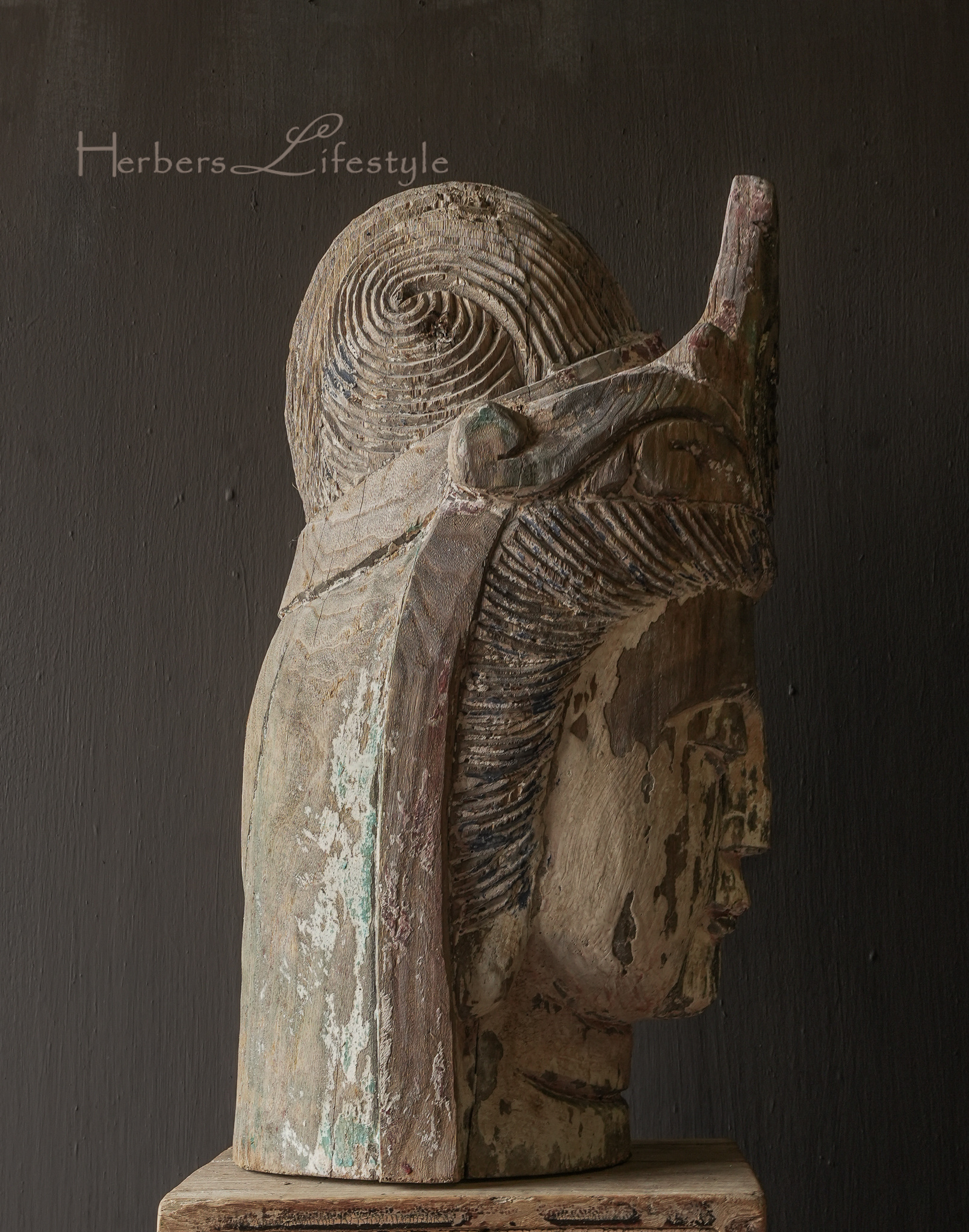 Einzigartiger Buddha-Kopf aus Holz-8