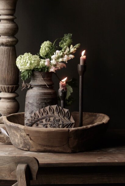 Alter hölzerner indischer Batikstempel Aura Peeperkorn