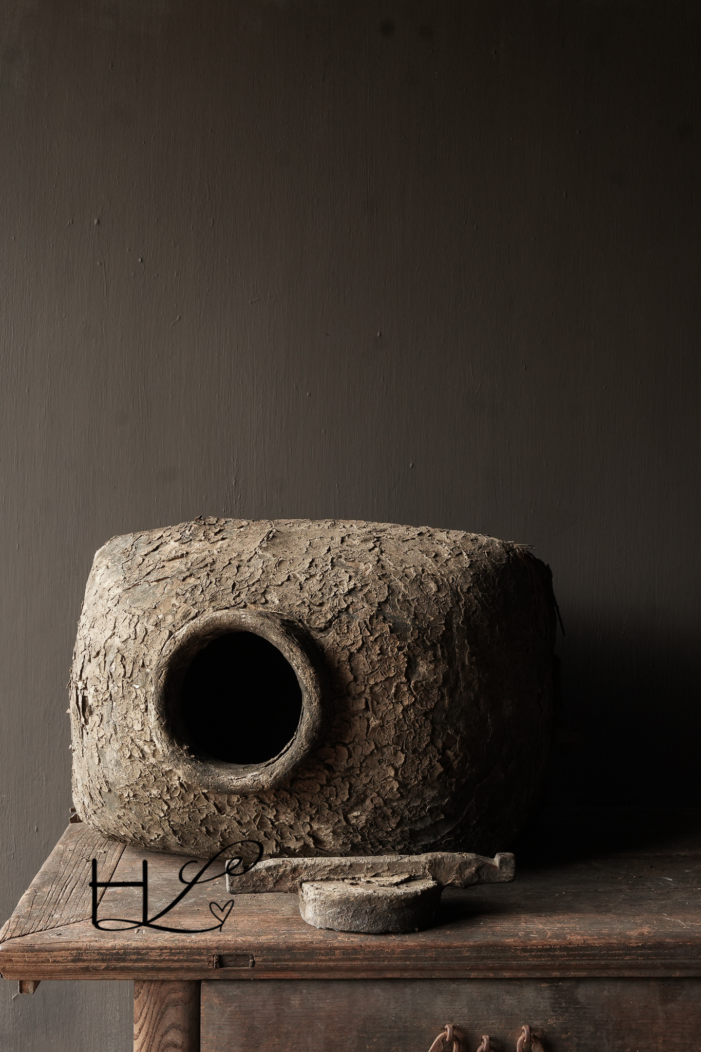 Antique Wicker Nepalese Clay Jug XXL-5