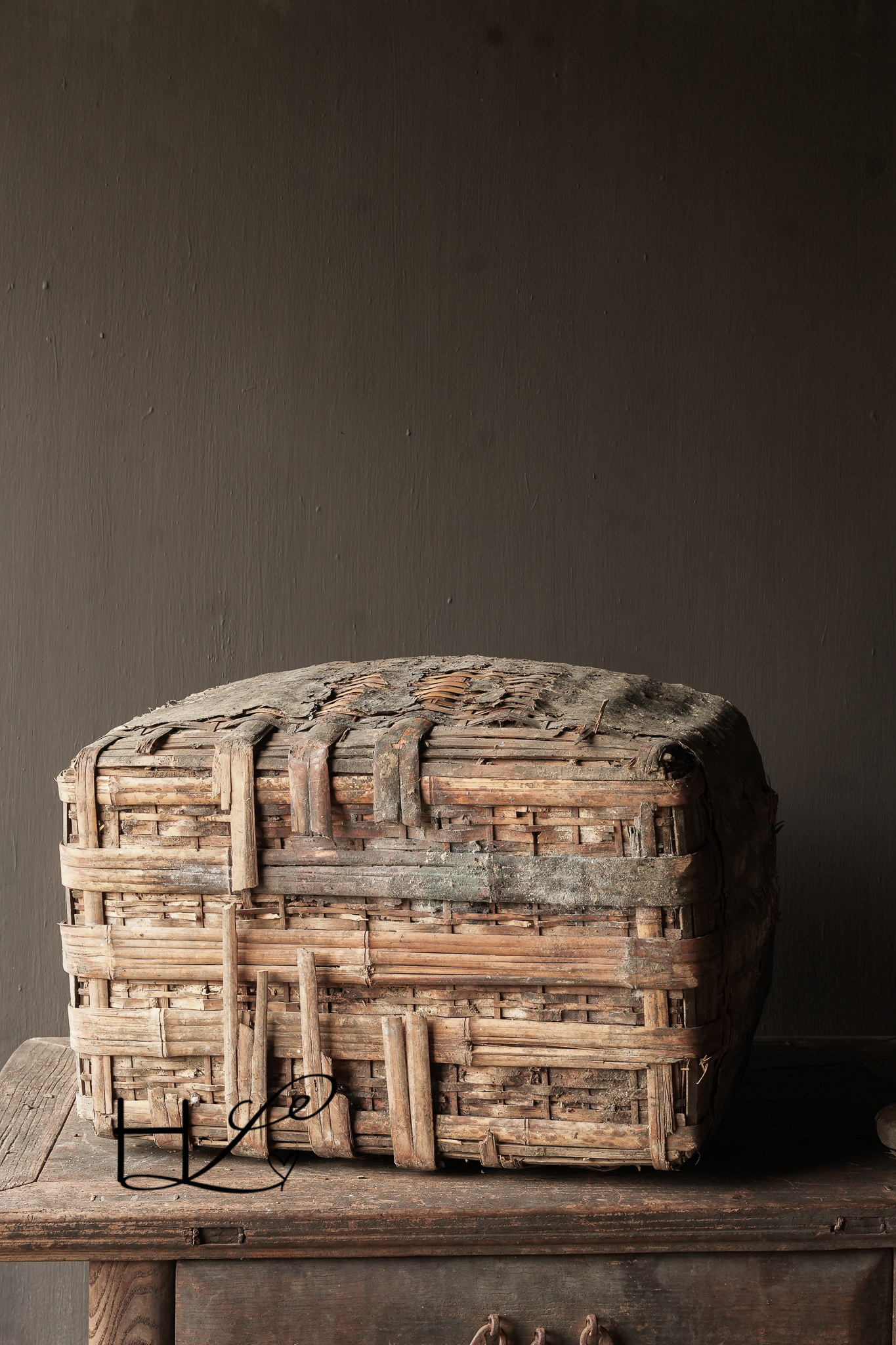 Antique Wicker Nepalese Clay Jug XXL-5