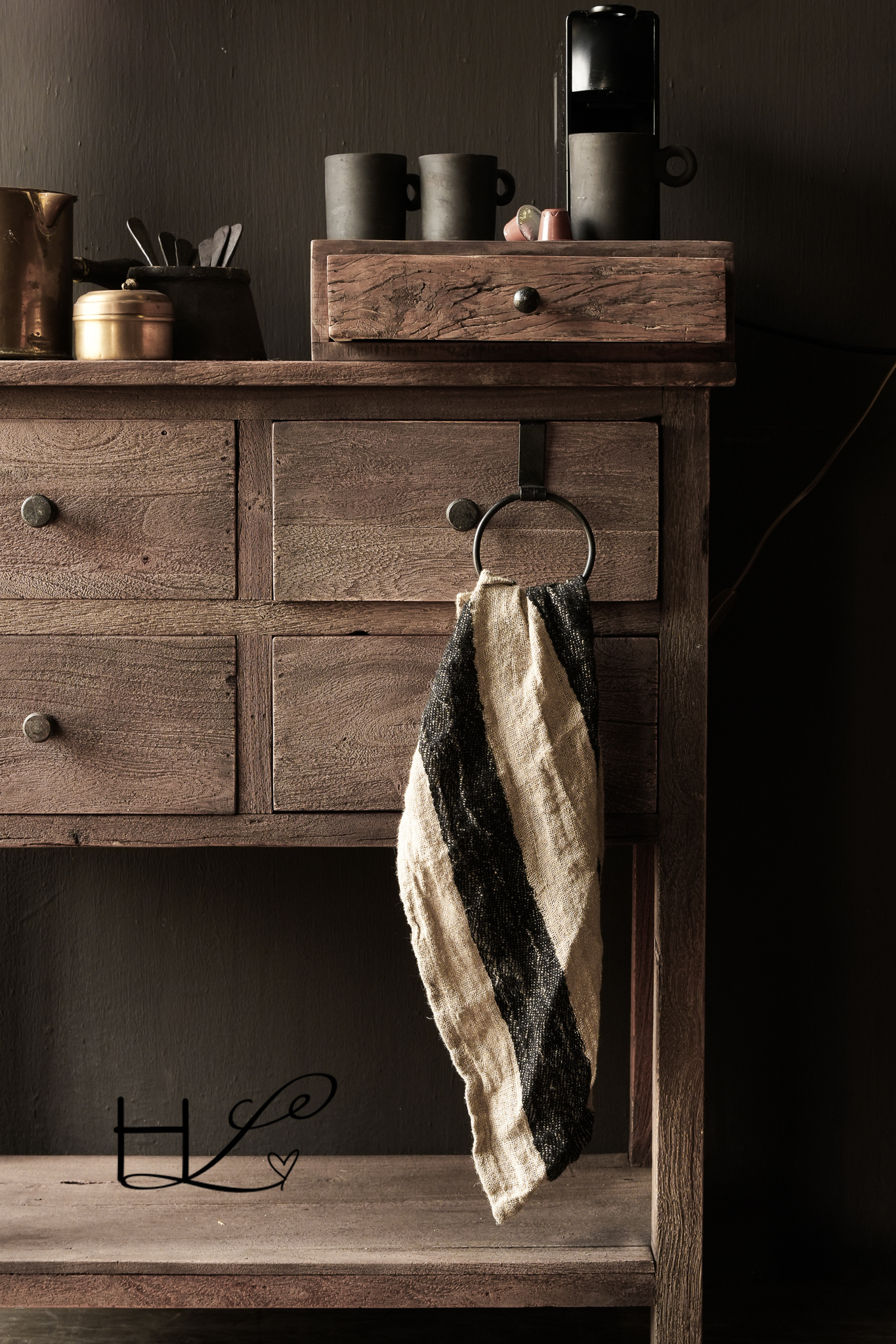 gezandstraald oud houten koffiecapsule /pads lade-2