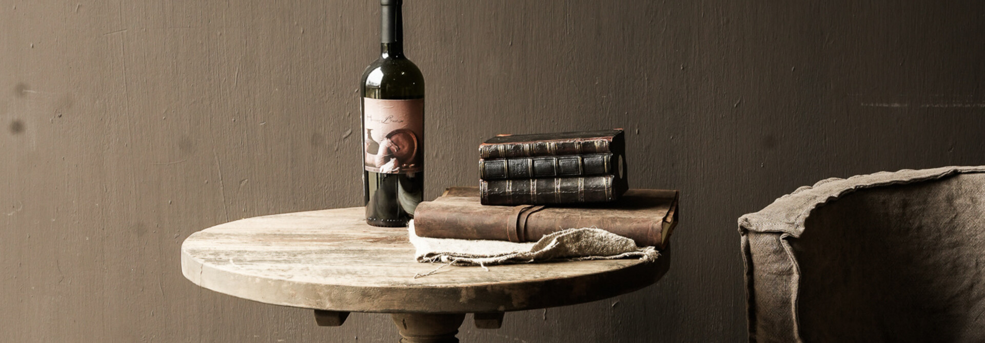 Old wooden wine table