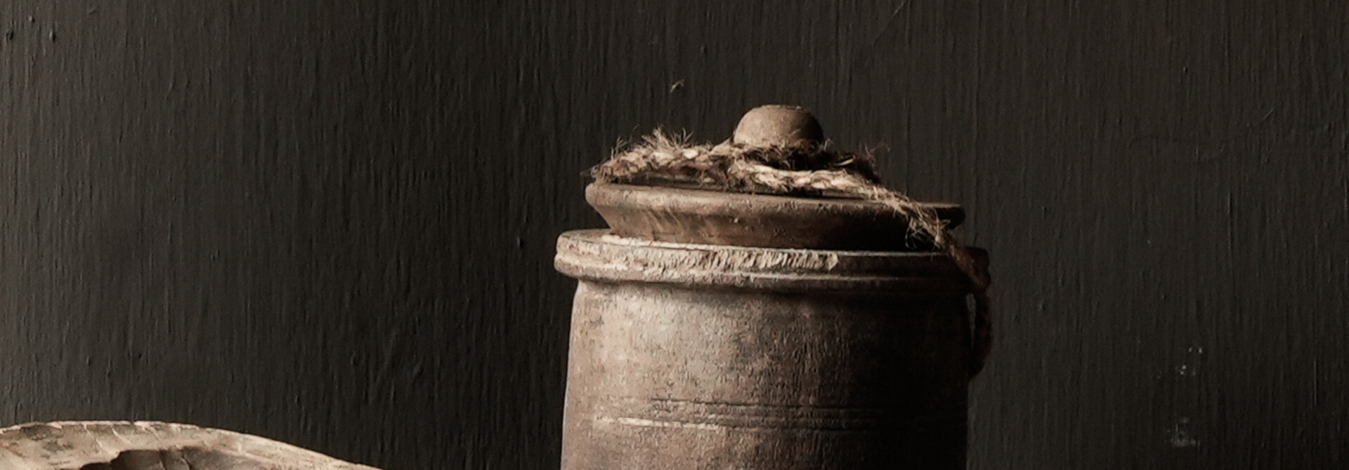 Original Old wooden Nepalese Jar with lid