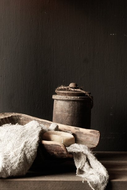 Original Old wooden Nepalese Jar with lid