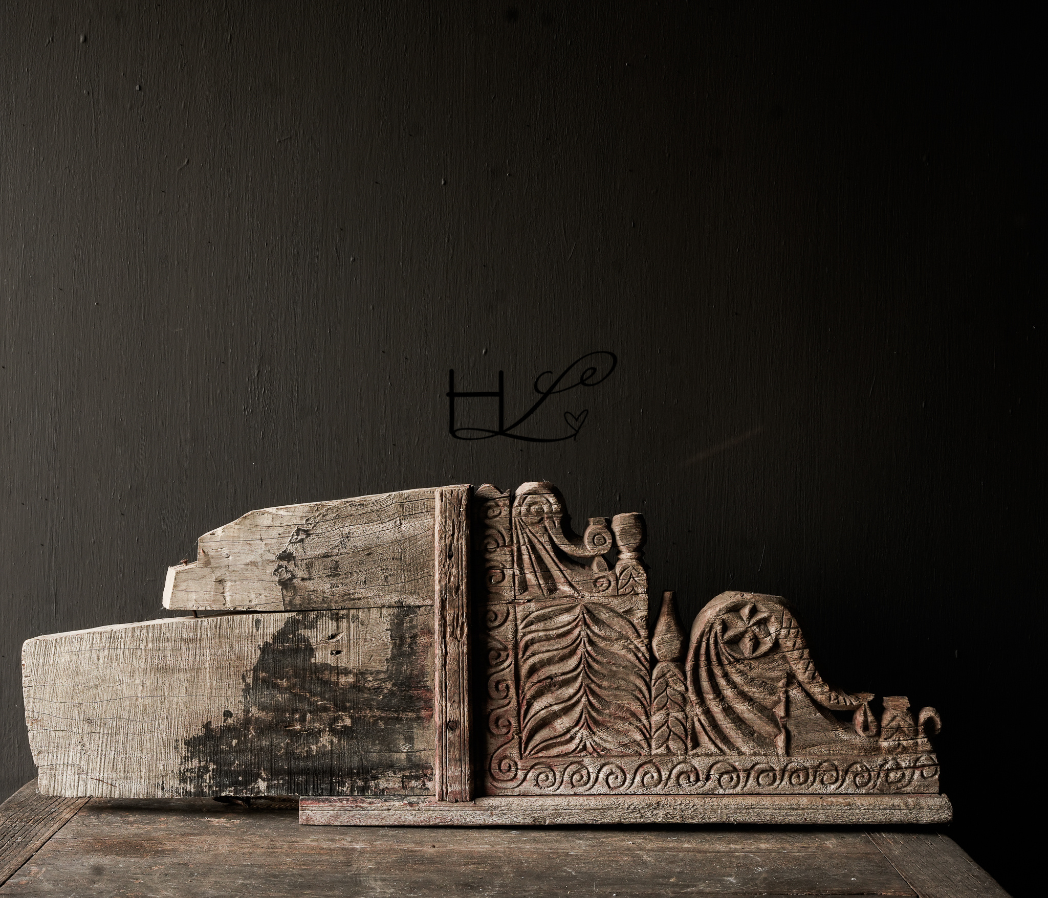 Wunderschönes unvollkommenes Wabi Sabi altes Holzornament-2