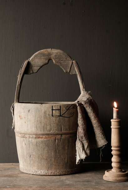Authentic old wooden bucket