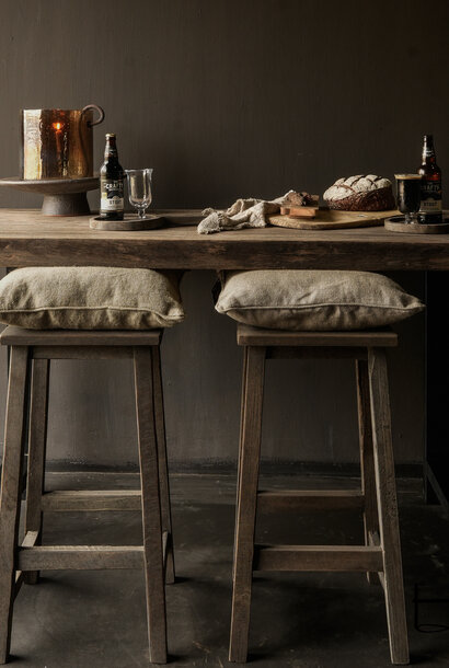 Sturdy wooden bar table with iron legs