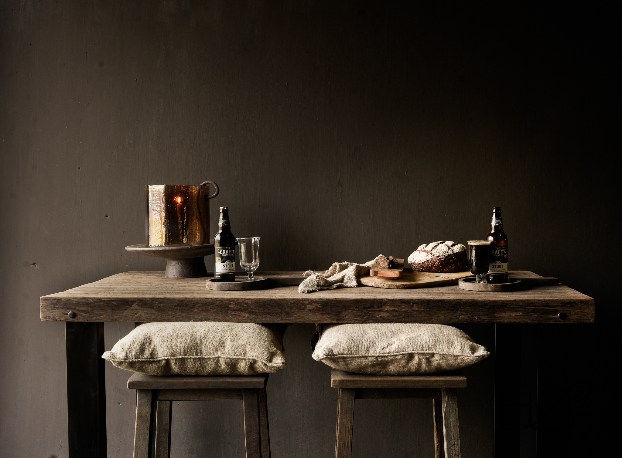 Sturdy wooden bar table with iron legs-2